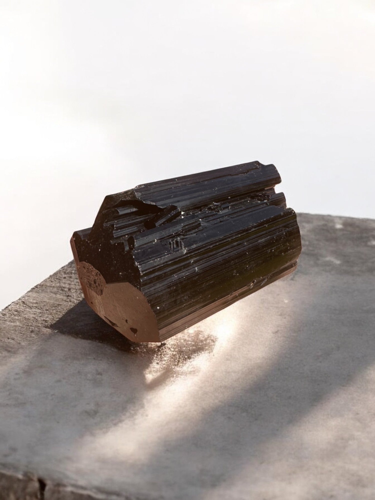 Side view of Bigger size of black tourmaline raw crystal