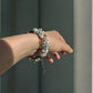 Side view of Larimar, Pearl, and Clear Quartz Custom Watch