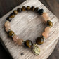 Tiger's Eye and Pink Aventurine Life Tree Crystal Bracelet