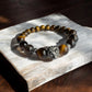 Tiger's Eye and Smoky Quartz Lion Crystal Bracelet
