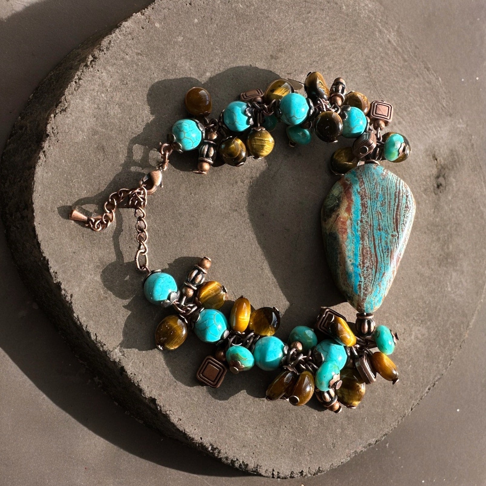 Turquoise and Tiger's Eye Crystal Bracelet