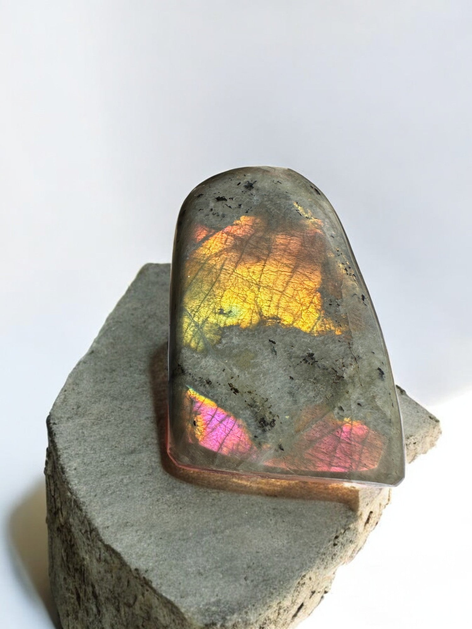 Unique labradorite sunset flash crystal for mood balancing