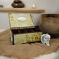Vintage pink rose shabby chic tea organiser with bronze accents, photography lid and compact compartments—handmade tea storage chest for tea lovers.