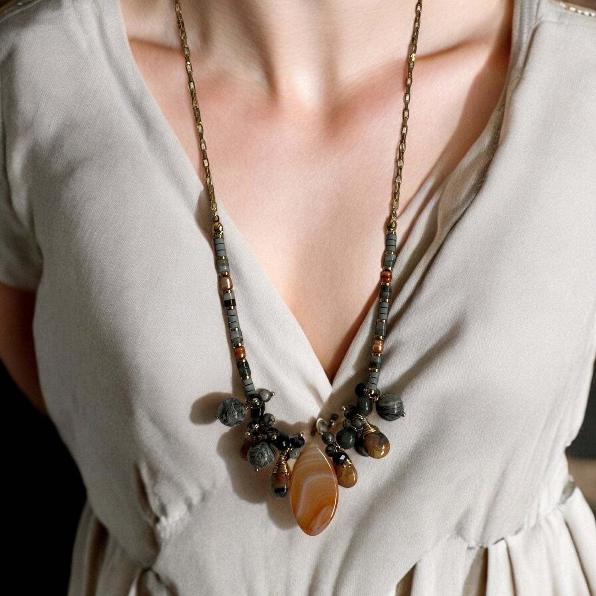 Wearing A Crazy lace agate personalised necklace
