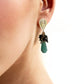 Wearing Amazonite and Chrysocolla 18K Gold Plated Statement Earrings