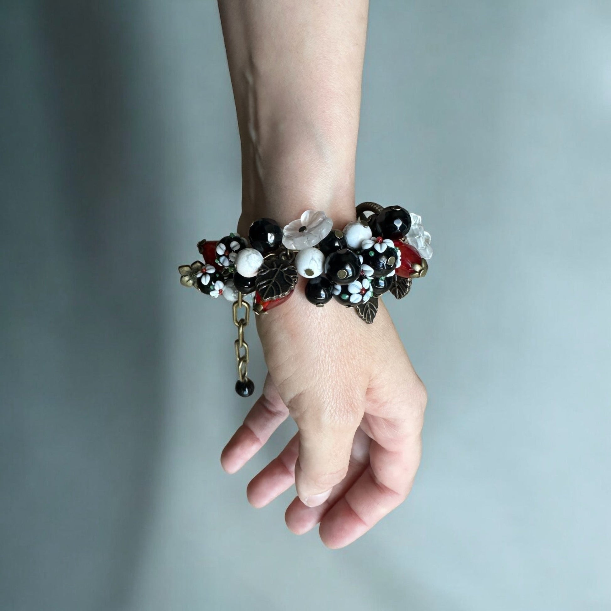 Wrist band of the Black Onyx and Howlite Custom Watch