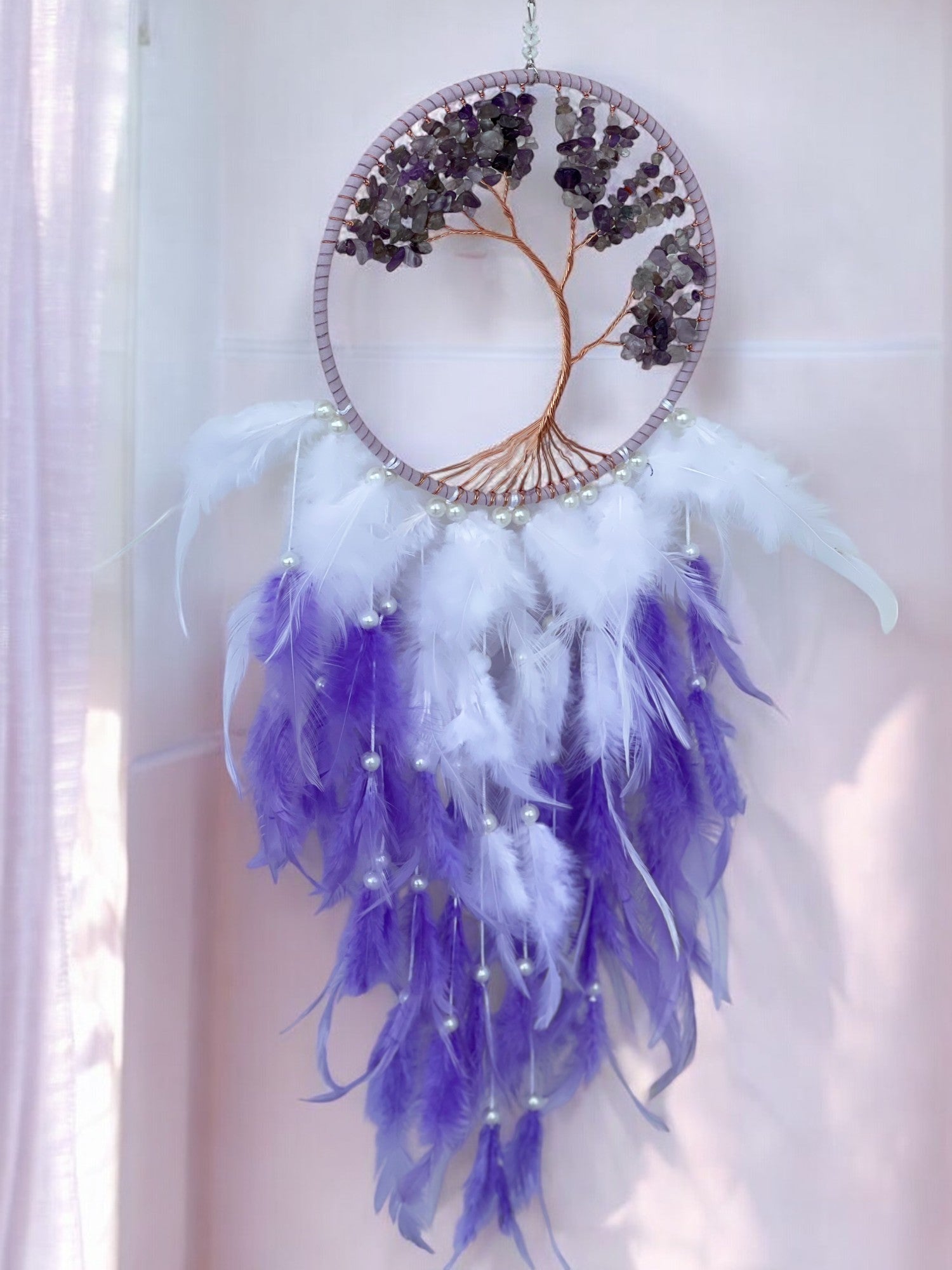 Amethyst Crystal Dreamcatcher Peaceful Crystal Decor For Protection