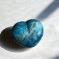 Blue apatite crystal heart in dark blue colour