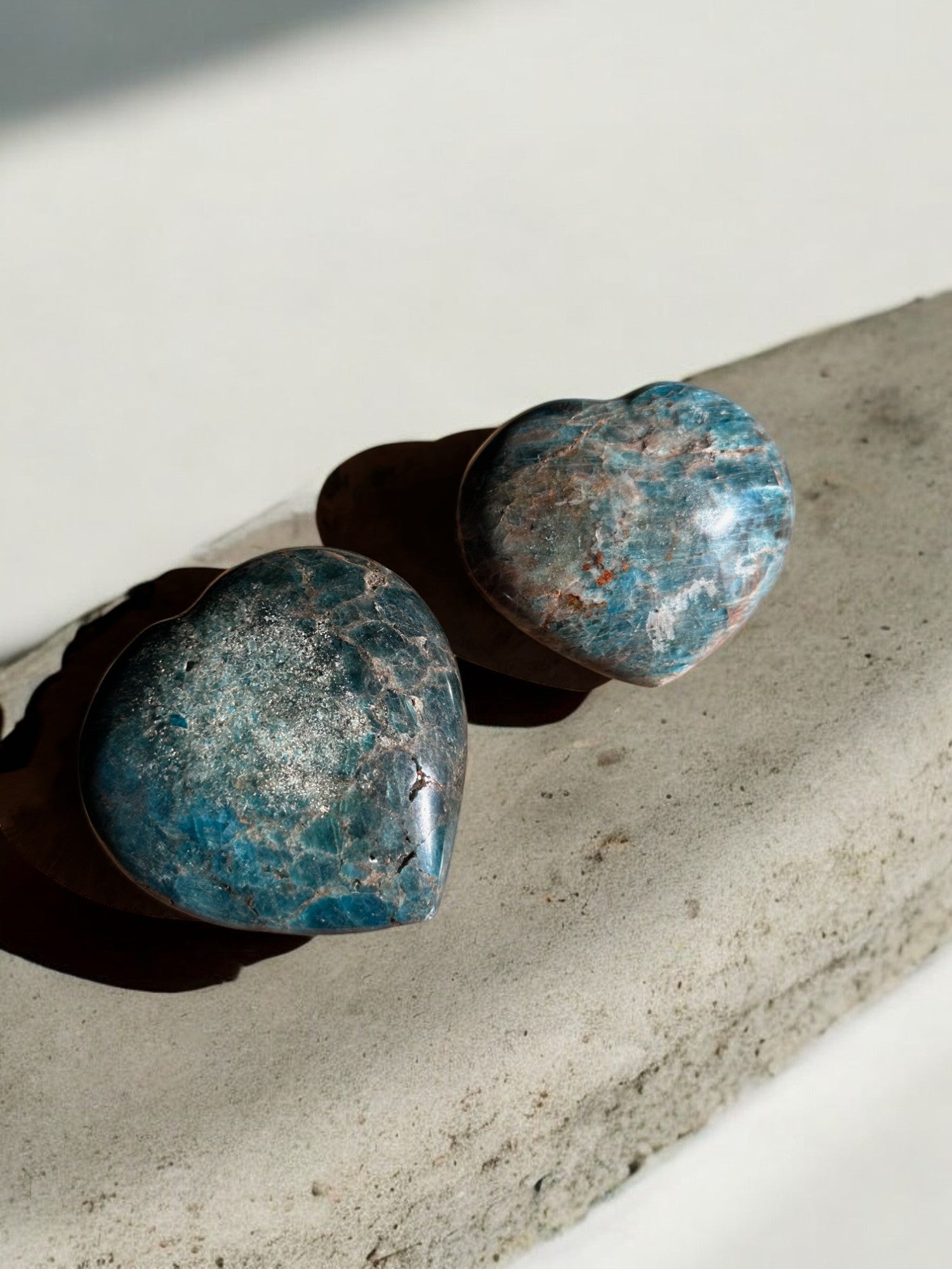 Blue apatite large crystal hearts