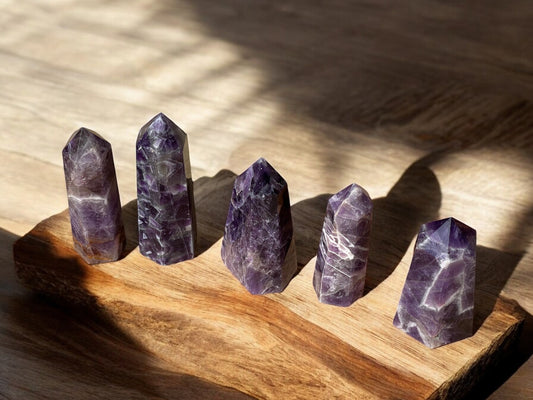 Chevron Amethyst Crystal Towers: The Stone of Spiritual Growth and Balance