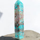 Chrysocolla crystal tower option C32 front view