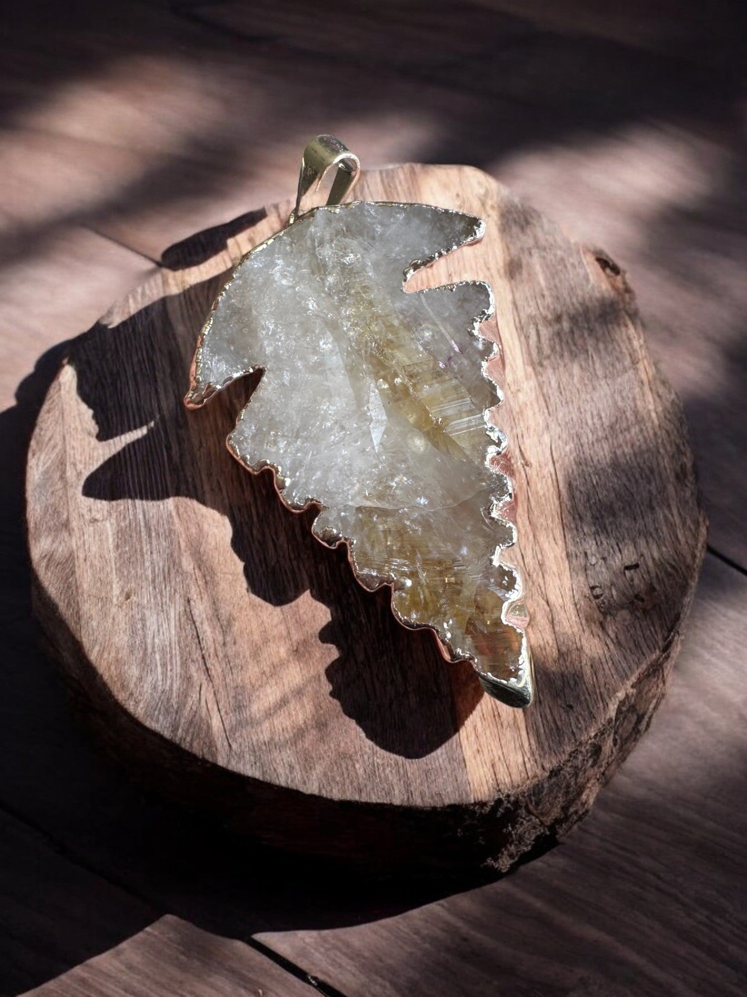 Citrine crystal pendant option 1 on a slab