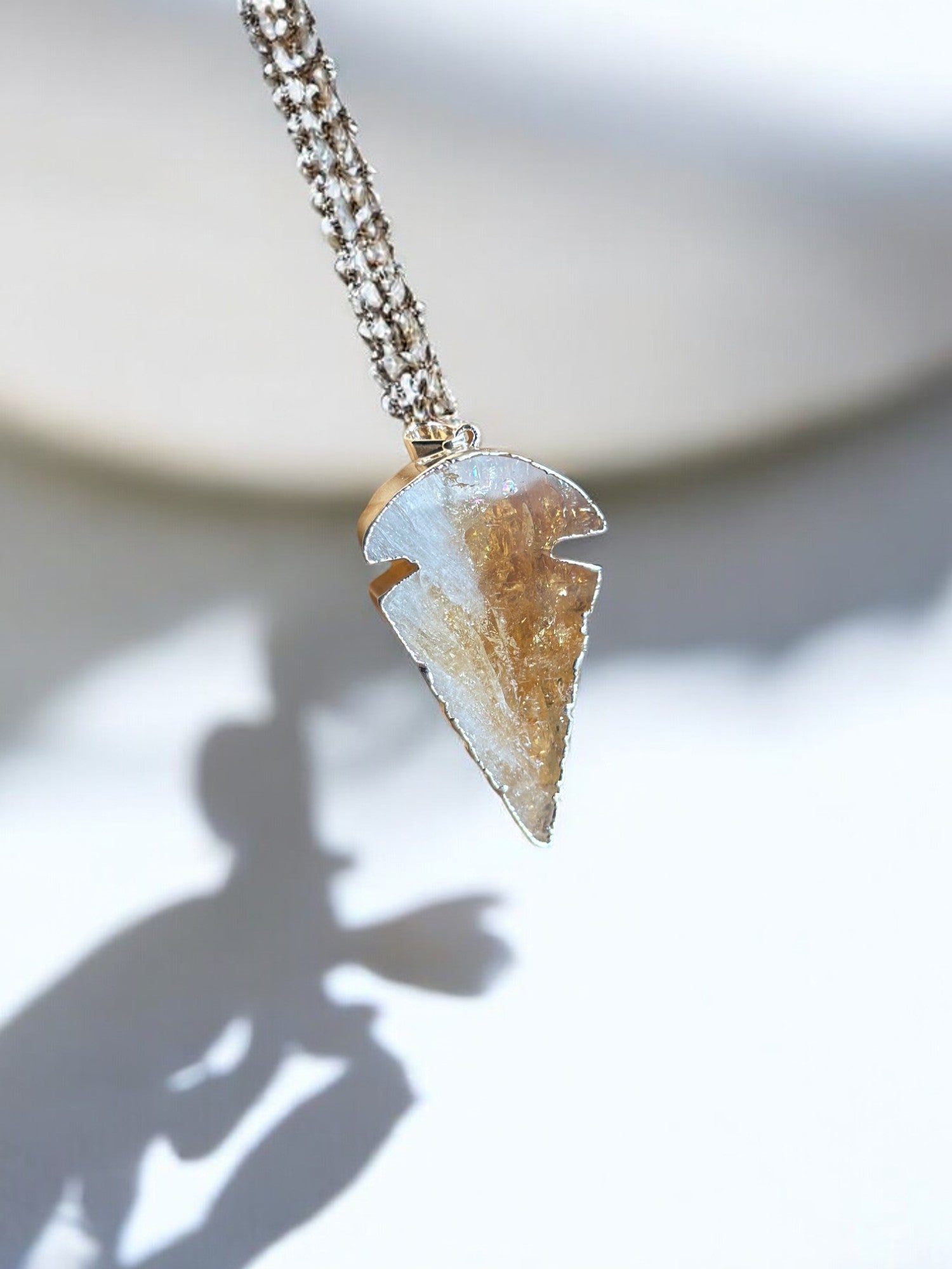 Citrine crystal pendant option 2 on a silver chain