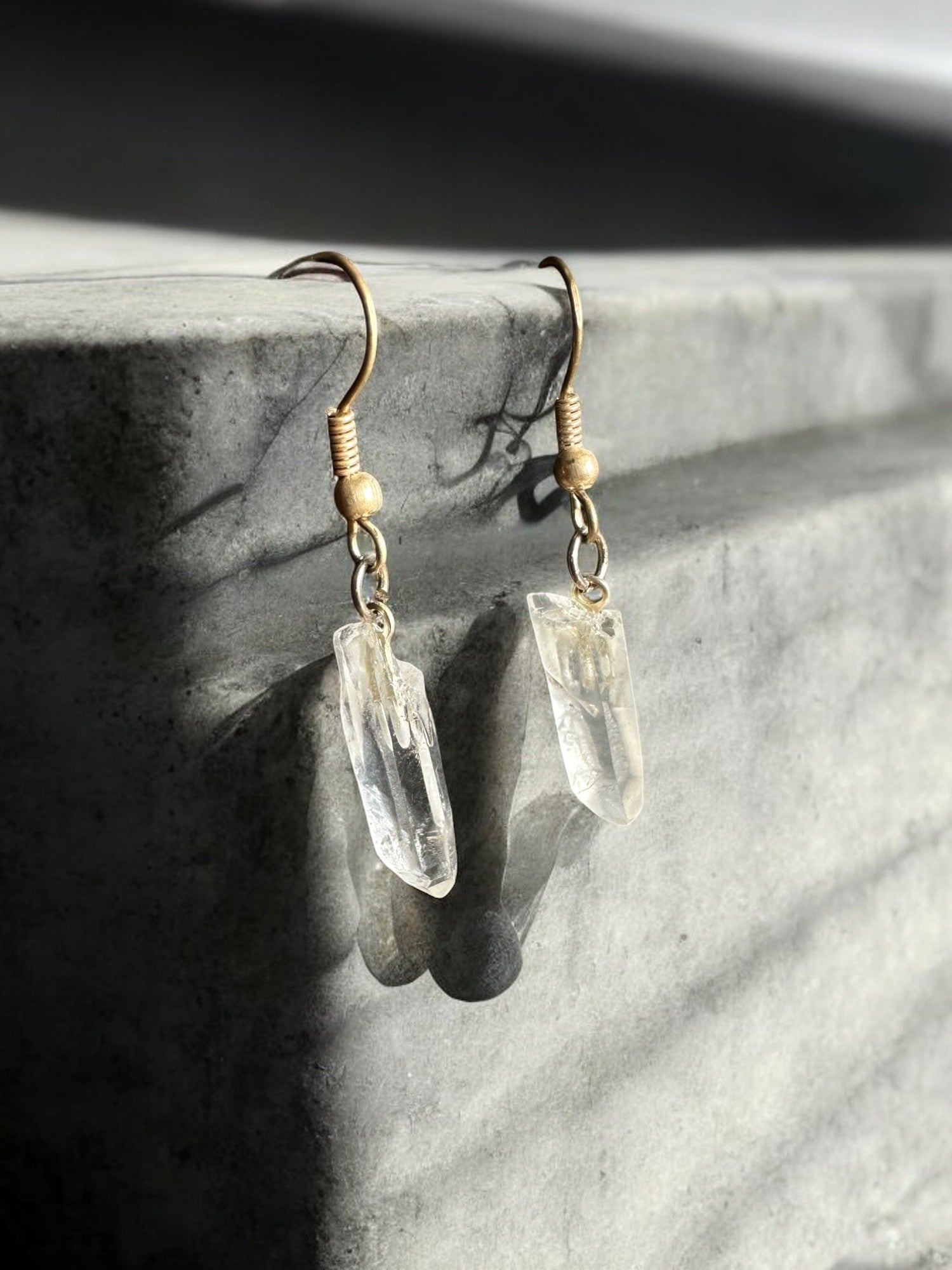 Clear quartz statement earrings