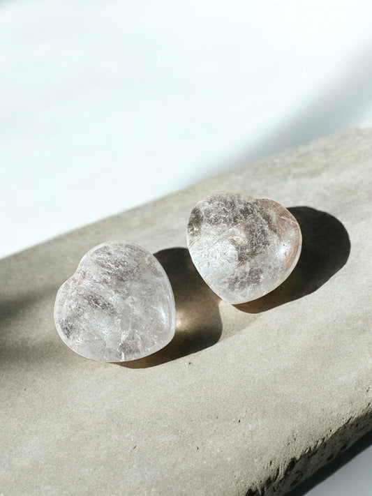 Clear quartz crystal hearts