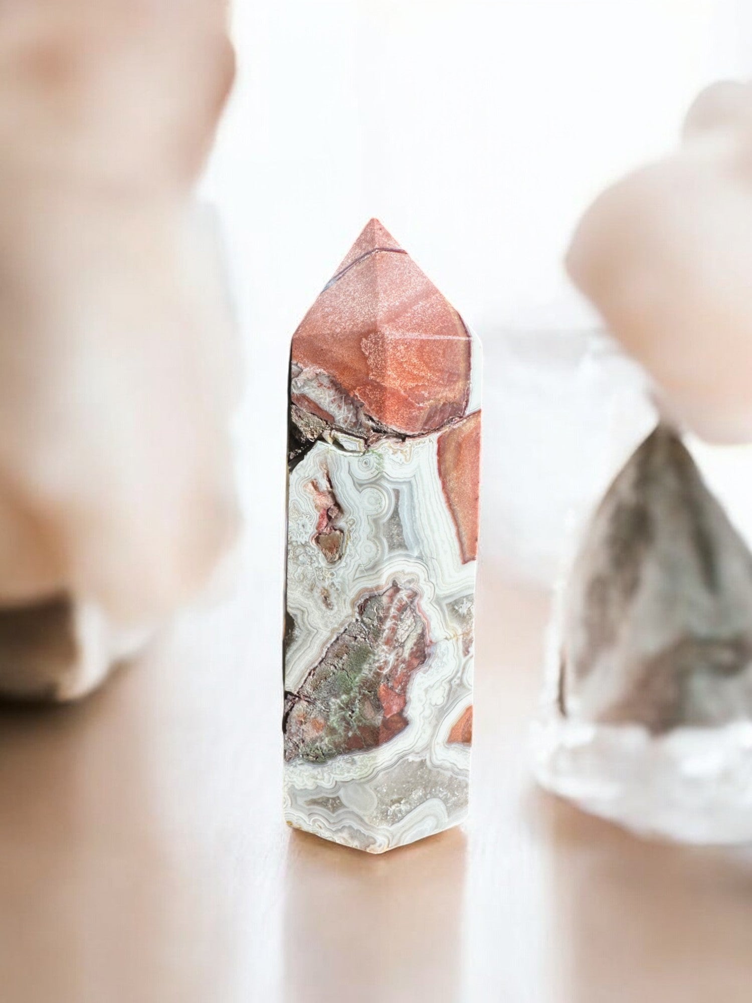 Crazy lace agate crystal tower option ML7
