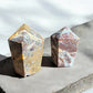 Crazy lace agate crystal towers in cupcake shape