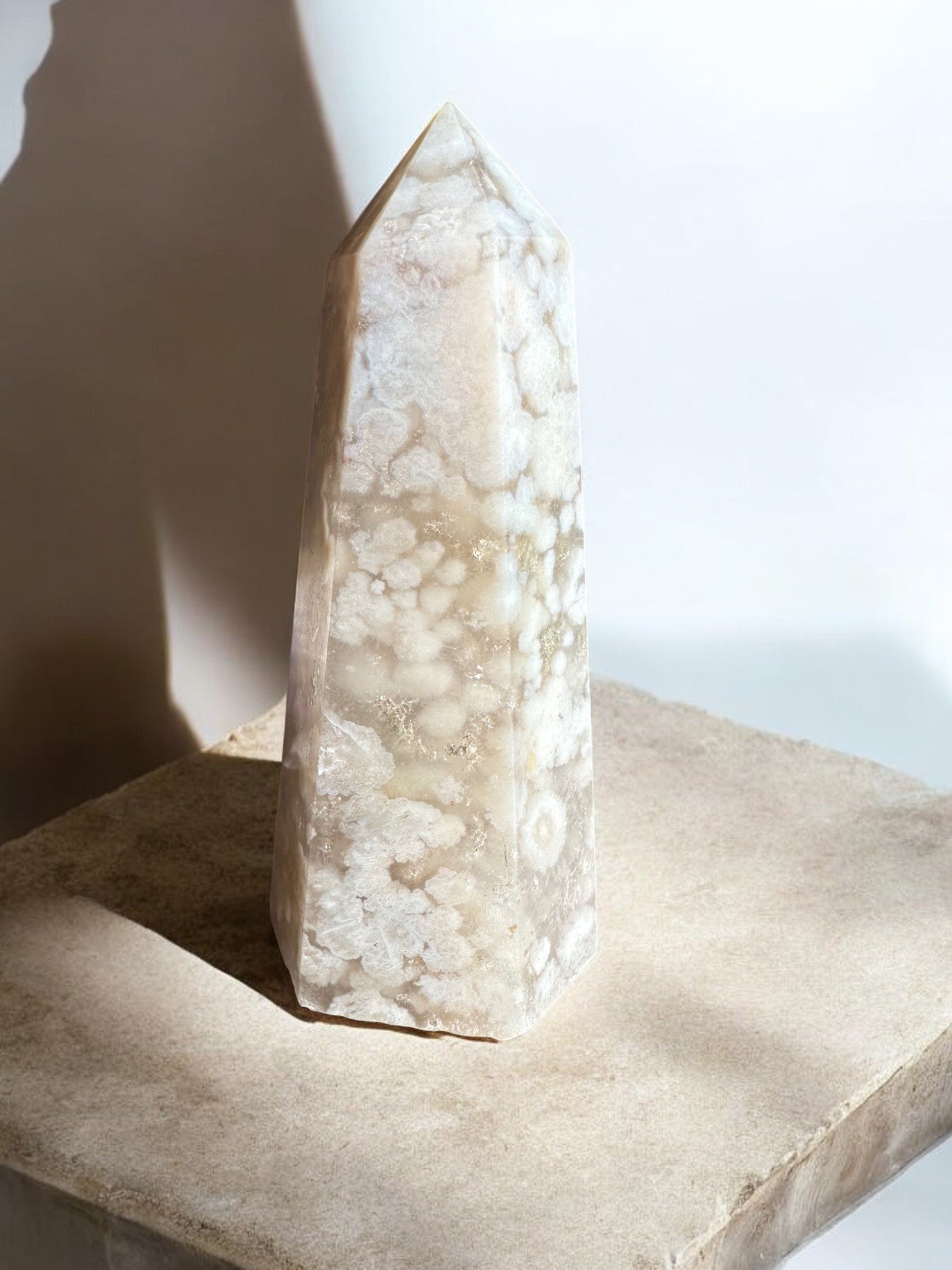Flower agate crystal tower in medium size