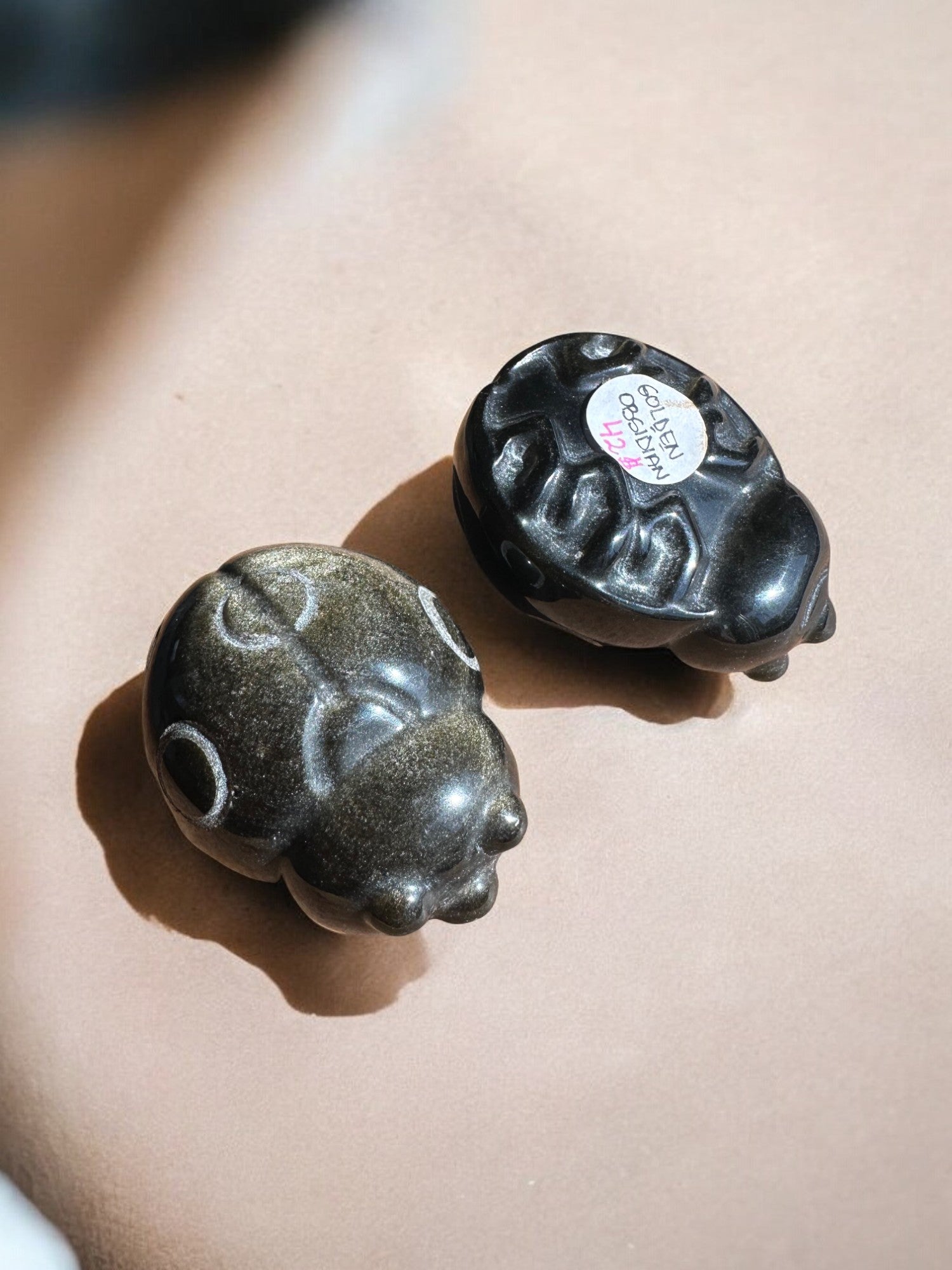 Gold obsidian ladybug crystal animal