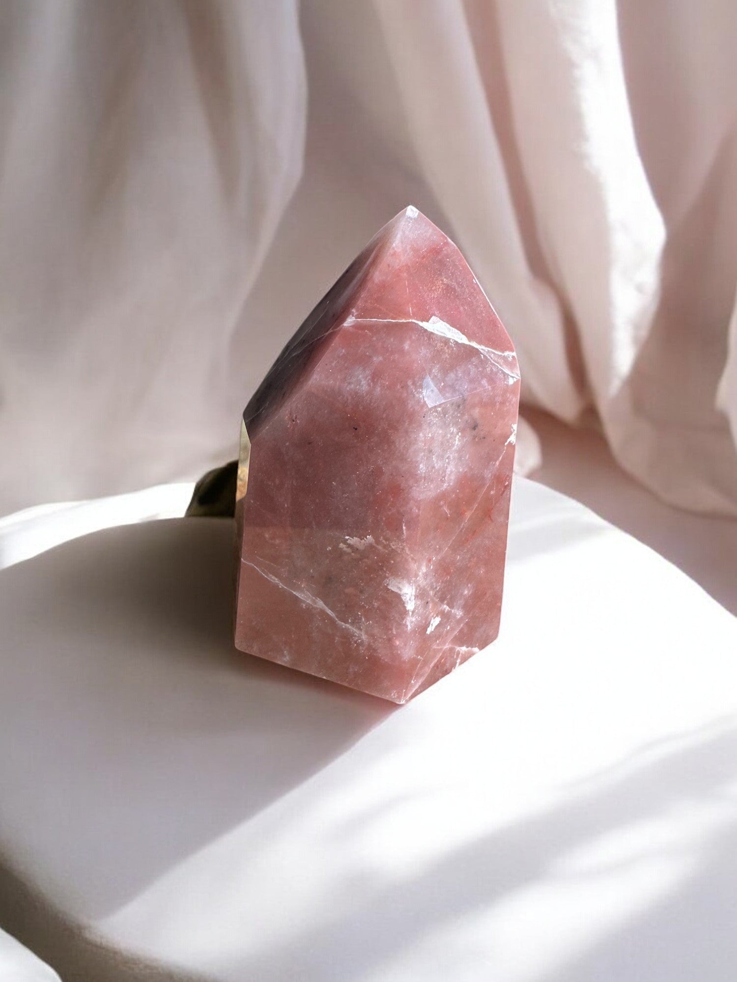 Guava Quartz Crystal Tower A front view