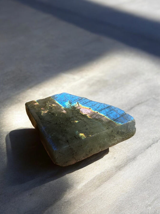 Labradorite crystal slab option C with blue flash