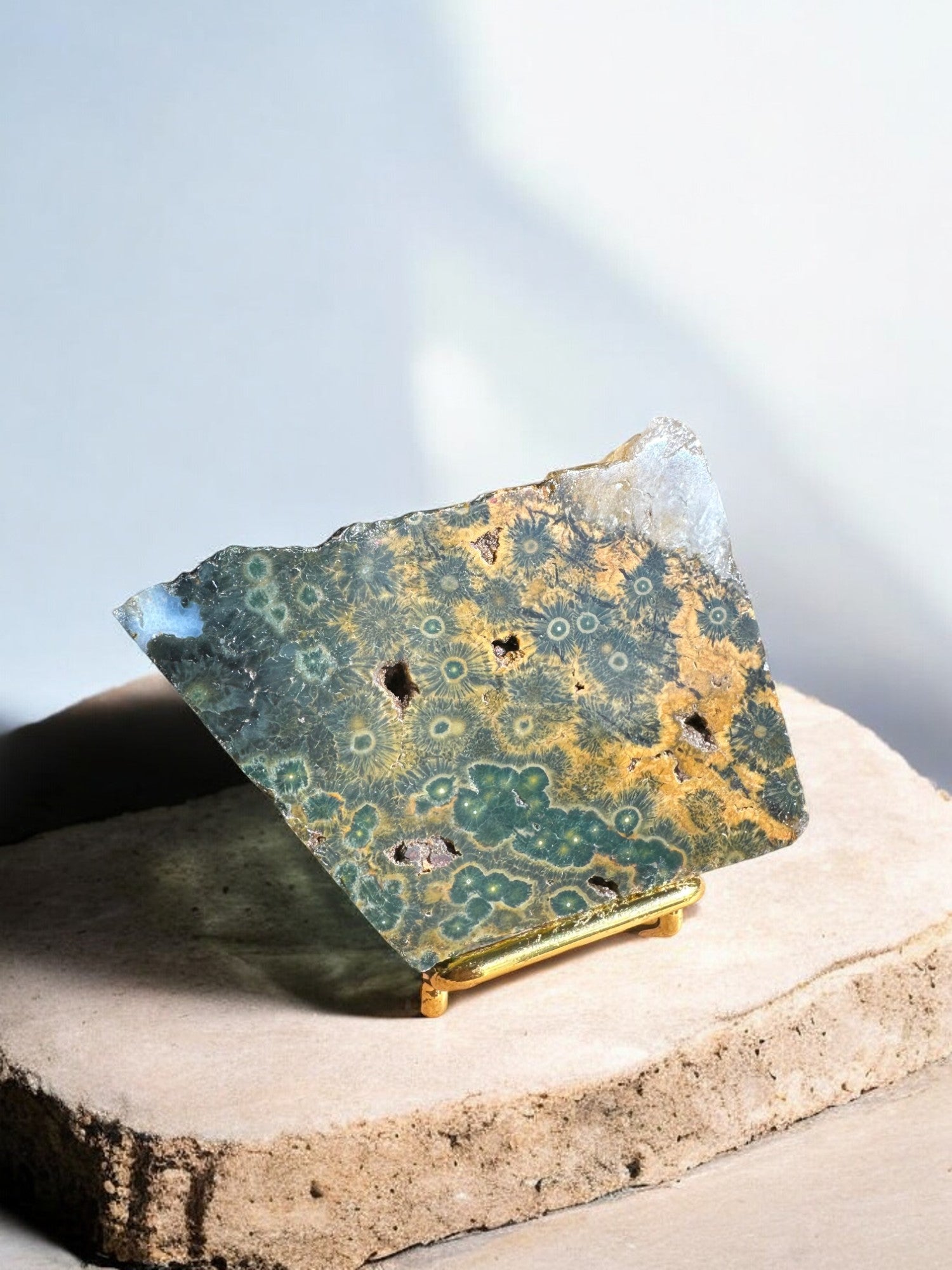 Ocean jasper crystal slab with quartz
