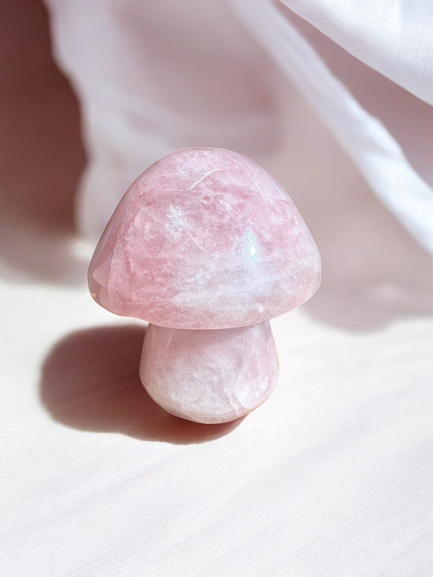 Rose quartz mushroom pink crystal figurine